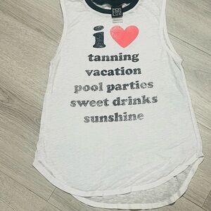 Graphic Tank Top with Sheer Material Sz Small